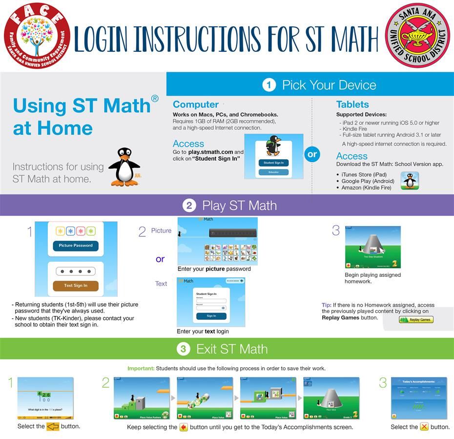 Login instructions for ST Math 